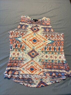 Signature Studio Geometric Aztec Tank in Orange, Blue and Cream